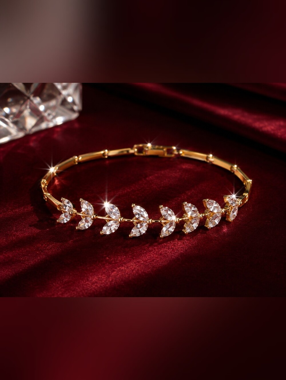 Gold Color Stainless Steel Crystal Bracelet | Hypoallergenic Elegant Jewelry